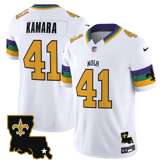 Men's New Orleans Saints #41 Alvin Kamara White 2024 F.U.S.E. Vapor Limited Stitched Jersey - Ujersey