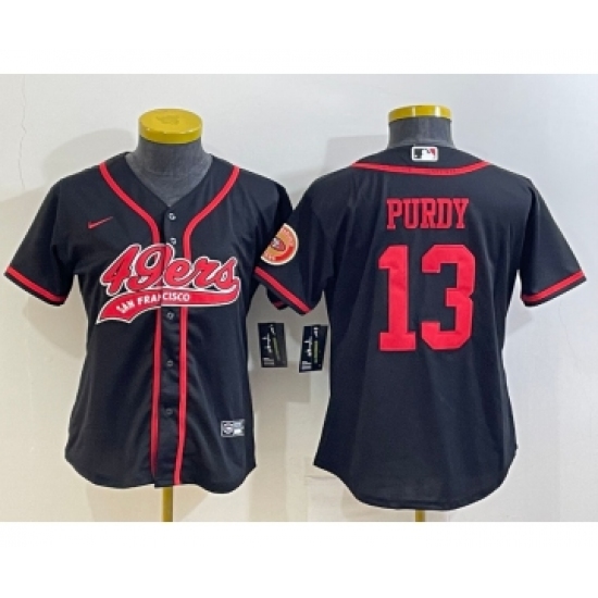 Women's San Francisco 49ers #13 Brock Purdy Black With Patch Cool Base Stitched Baseball Jersey - Ujersey