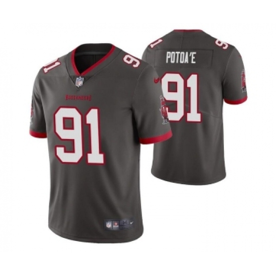 Men's Tampa Bay Buccaneers #91 Benning Potoa'e Gray Vapor Untouchable Limited Stitched Jersey - Ujersey