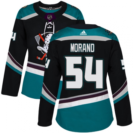 Women's Adidas Anaheim Ducks #54 Antoine Morand Authentic Black Teal Third NHL Jersey - Ujersey