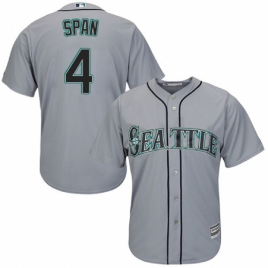 Men's Majestic Seattle Mariners #4 Denard Span Replica Grey Road Cool Base MLB Jersey - Ujersey