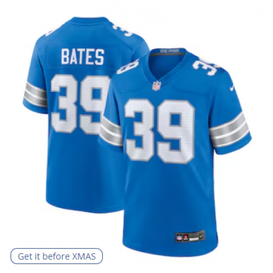 Men's Detroit Lions #39 Jake Bates Nike Blue Team Game Jersey - Ujersey