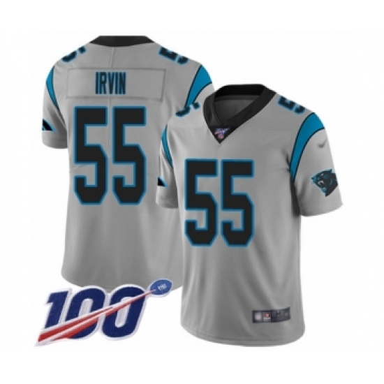 Men's Carolina Panthers #55 Bruce Irvin Silver Inverted Legend Limited 100th Season Football Jersey - Ujersey
