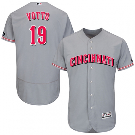 Men's Majestic Cincinnati Reds #19 Joey Votto Grey Flexbase Authentic Collection MLB Jersey - Ujersey