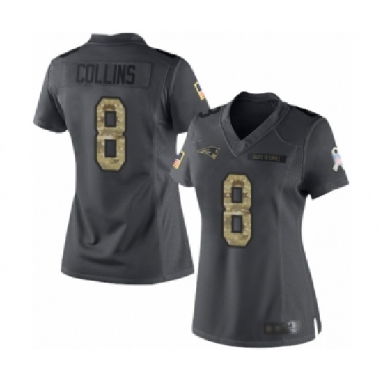 Women's New England Patriots #8 Jamie Collins Limited Black 2016 Salute to Service Football Jersey - Ujersey