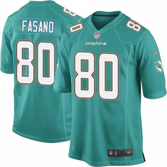 Men's Nike Miami Dolphins #80 Anthony Fasano Game Aqua Green Team Color NFL Jersey - Ujersey