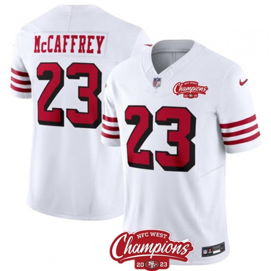 Men's San Francisco 49ers #23 Christian McCaffrey White 2023 F.U.S.E. NFC West Champions Alternate Football Stitched Jersey - Ujersey