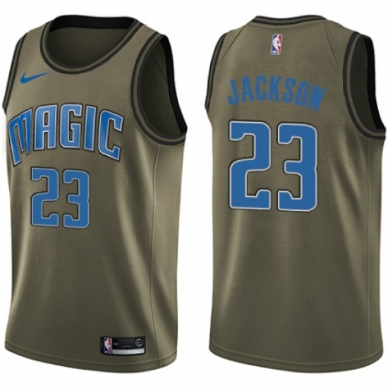 Men's Nike Orlando Magic #23 Justin Jackson Swingman Green Salute to Service NBA Jersey - Ujersey
