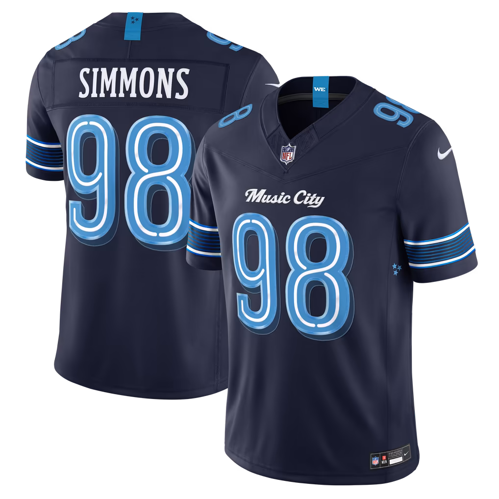 Men's Tennessee Titans Jeffery Simmons Nike Navy 2026 Rivalries Collection Stitched Limited Jersey - Ujersey