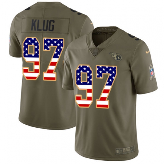 Youth Nike Tennessee Titans #97 Karl Klug Limited Olive/USA Flag 2017 Salute to Service NFL Jersey - Ujersey
