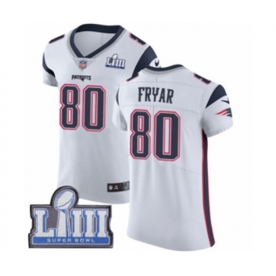 Men's Nike New England Patriots #80 Irving Fryar White Vapor Untouchable Elite Player Super Bowl LIII Bound NFL Jersey - Ujersey