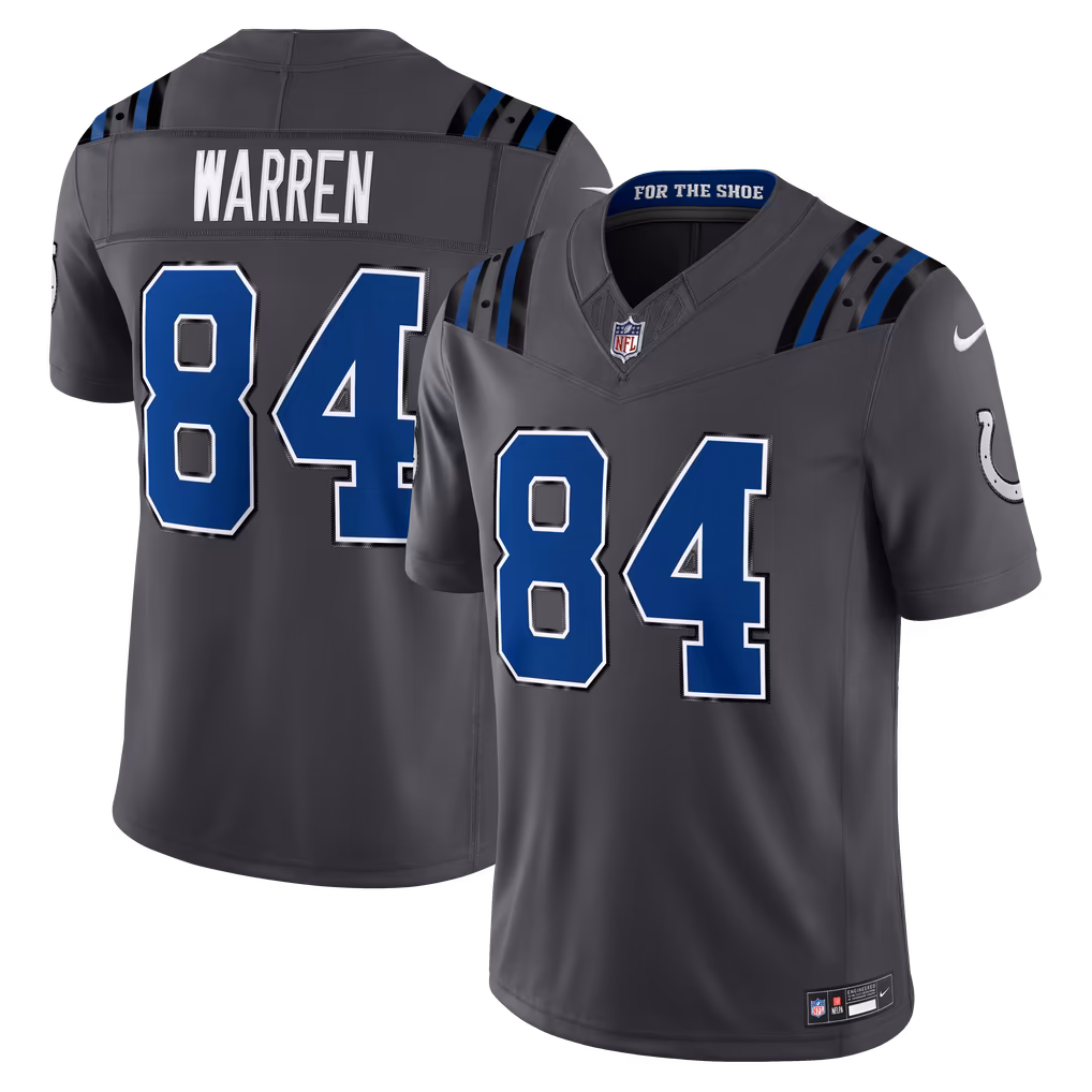 Men's Indianapolis Colts Tyler Warren Nike Anthracite 2026 Rivalries Collection Stitched Limited Jersey - Ujersey