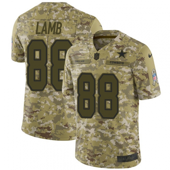 Men's Dallas Cowboys #88 CeeDee Lamb Camo Stitched Limited 2018 Salute To Service Jersey - Ujersey