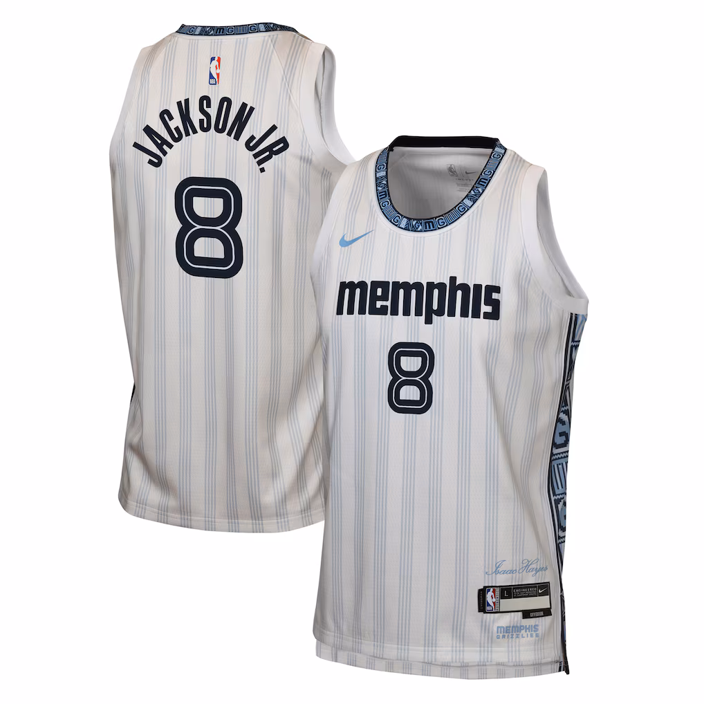 Youth Memphis Grizzlies Jaren Jackson Jr. Nike White 2025/26 City Edition Swingman Jersey - Ujersey NHL