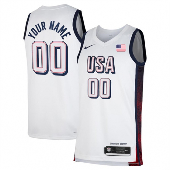 Men's USA Basketball Active Player Custom White 2024 Swingman Stitched Jersey - Ujersey