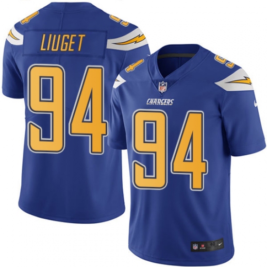 Men's Nike Los Angeles Chargers #94 Corey Liuget Elite Electric Blue Rush Vapor Untouchable NFL Jersey - Ujersey