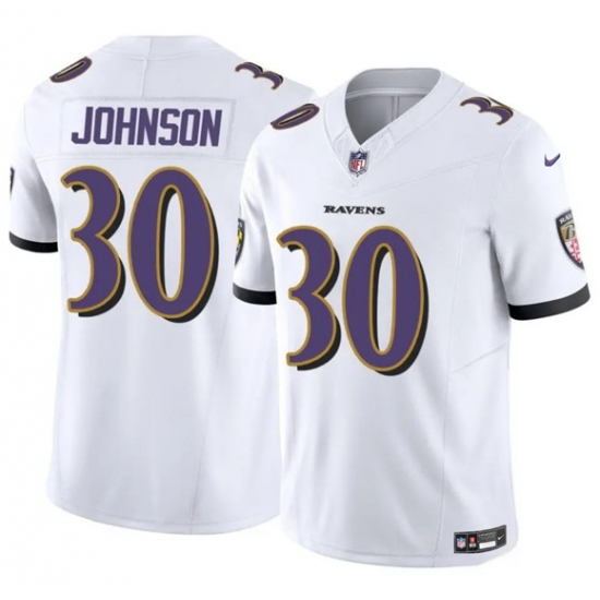 Men's Baltimore Ravens #30 D'Ernest Johnson White 2025 F.U.S.E. Vapor Limited Football Jersey - Ujersey