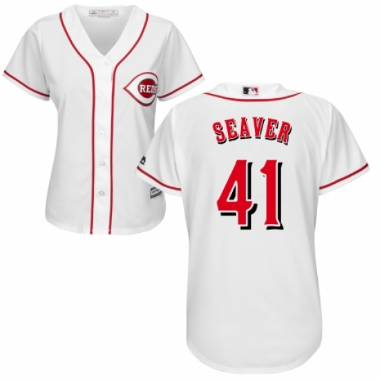 Women's Majestic Cincinnati Reds #41 Tom Seaver Replica White Home Cool Base MLB Jersey - Ujersey