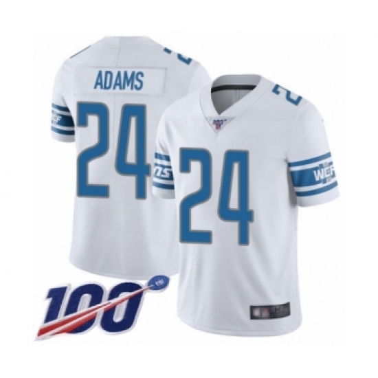 Men's Detroit Lions #24 Andrew Adams White Vapor Untouchable Limited Player 100th Season Football Jersey - Ujersey