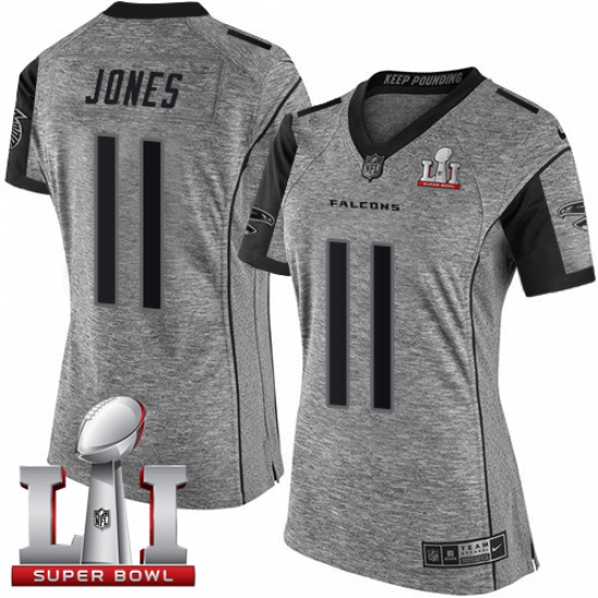 Women's Nike Atlanta Falcons #11 Julio Jones Limited Gray Gridiron Super Bowl LI 51 NFL Jersey - Ujersey
