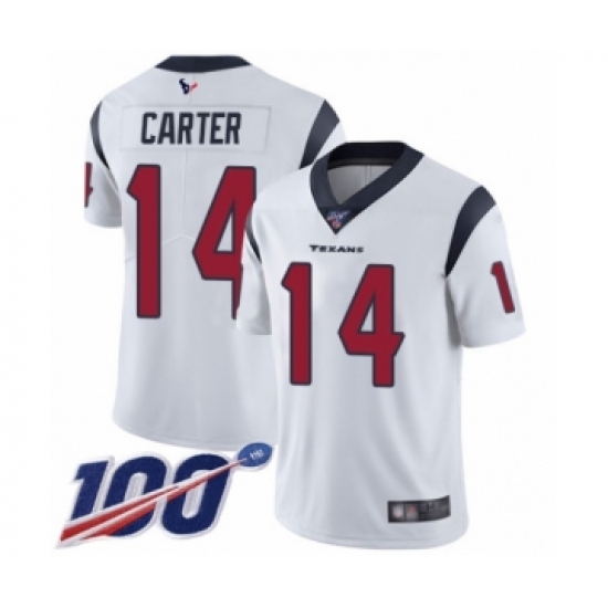 Youth Houston Texans #14 DeAndre Carter White Vapor Untouchable Limited Player 100th Season Football Jersey - Ujersey