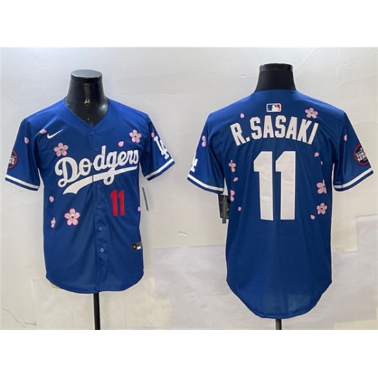 Men's Los Angeles Dodgers #11 Roki Sasaki Royal 2025 Tokyo Series Limited Stitched Baseball Jersey - Ujersey