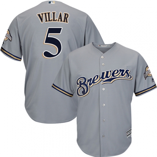 Youth Majestic Milwaukee Brewers #5 Jonathan Villar Authentic Grey Road Cool Base MLB Jersey - Ujersey