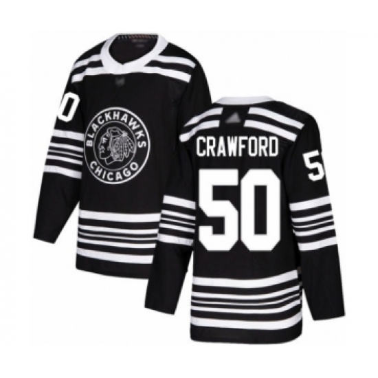 Men's Chicago Blackhawks #50 Corey Crawford Authentic Black Alternate Hockey Jersey - Ujersey