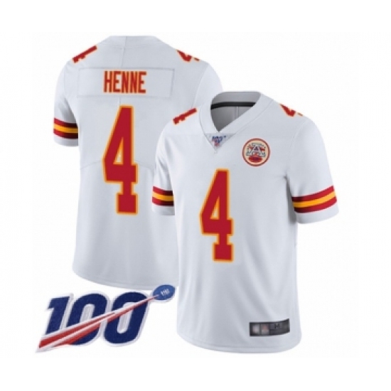 Men's Kansas City Chiefs #4 Chad Henne White Vapor Untouchable Limited Player 100th Season Football Jersey - Ujersey
