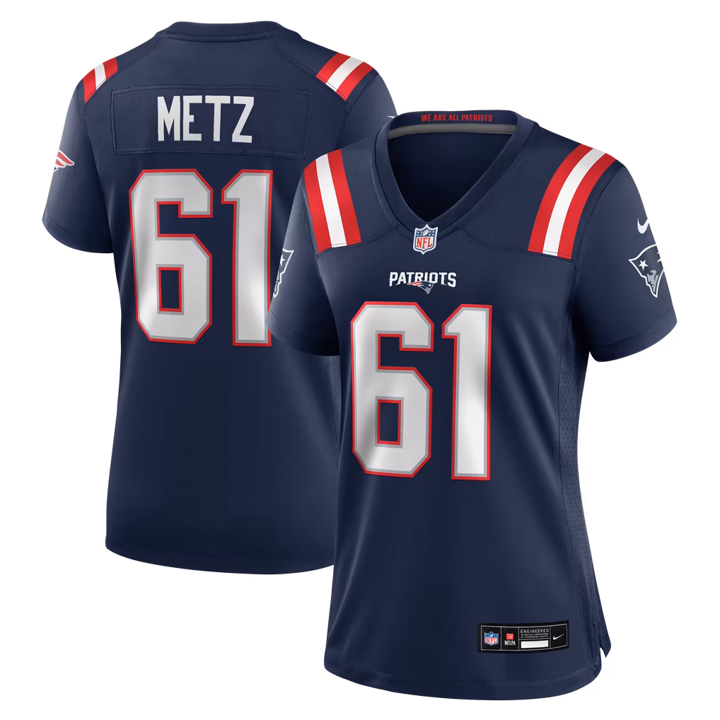 Women's New England Patriots Lorenz Metz Nike Navy Team Game Jersey - SUjersey01