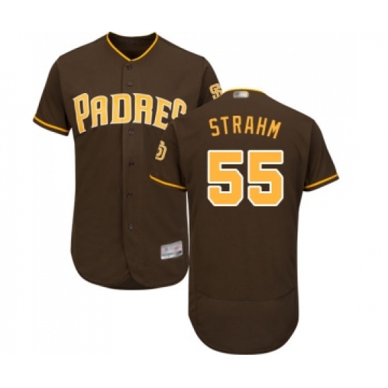Men's San Diego Padres #55 Matt Strahm Brown Alternate Flex Base Authentic Collection Baseball Jersey - Ujersey