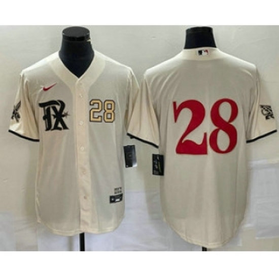 Men's Texas Rangers #28 Jonah Heim Number Cream 2023 City Connect Cool Base Stitched Baseball Jersey - Ujersey