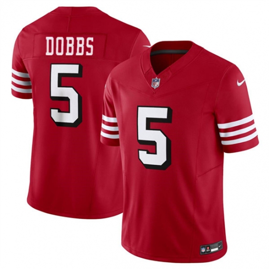 Men's San Francisco 49ers #5 Josh Dobbs New Red 2024 F.U.S.E. Vapor Untouchable Limited Football Stitched Jersey - Ujersey