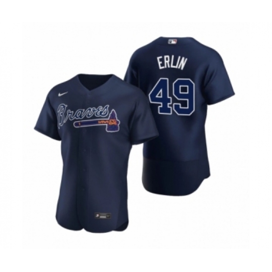 Men's Atlanta Braves #49 Robbie Erlin Nike Navy Authentic Alternate Jerseys - Ujersey