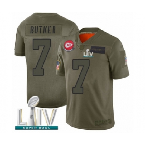 Men's Kansas City Chiefs #7 Harrison Butker Limited Olive 2019 Salute to Service Super Bowl LIV Bound Football Jersey - Ujersey