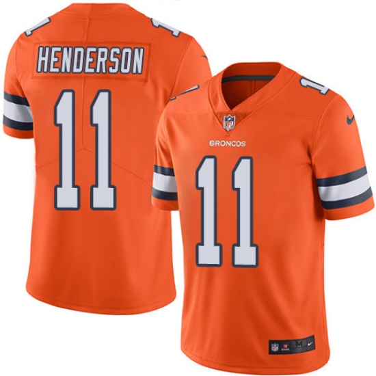 Men's Nike Denver Broncos #11 Carlos Henderson Limited Orange Rush Vapor Untouchable NFL Jersey - Ujersey