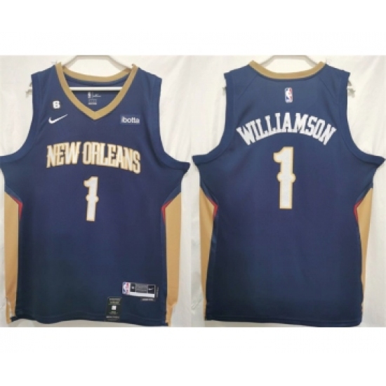 Men's New Orleans Pelicans #1 Zion Williamson Navy Stitched Basketball Jersey - Ujersey