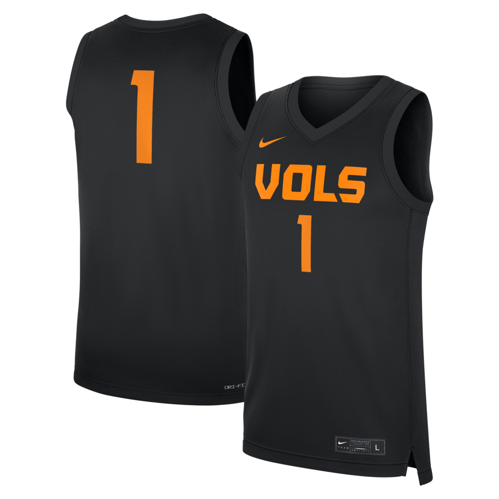 Men's Nike Black Tennessee Volunteers #1 Replica Basketball Jersey - ujerseystore