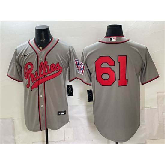 Men's Philadelphia Phillies #61 Cristopher Sánchez Gray 2026 Field of Dreams Stadium Stitched Baseball Jersey - Ujersey