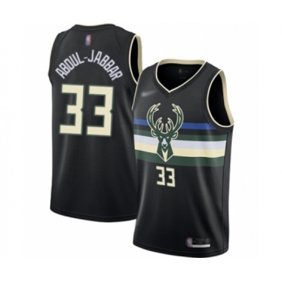 Men's Milwaukee Bucks #33 Kareem Abdul-Jabbar Authentic Black Finished Basketball Jersey - Statement Edition - Ujersey
