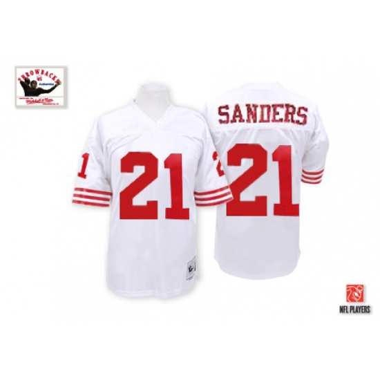 Mitchell and Ness San Francisco 49ers #21 Deion Sanders Authentic White Throwback NFL Jersey - Ujersey