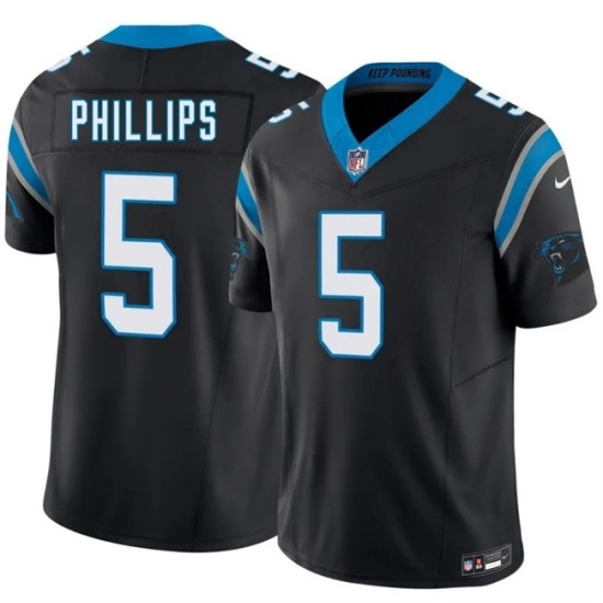 Men's Carolina Panthers #5 Jaelan Phillips Black 2025 F.U.S.E. Vapor Limited Stitched Football Jersey - Ujersey