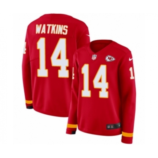 Women's Nike Kansas City Chiefs #14 Sammy Watkins Limited Red Therma Long Sleeve NFL Jersey - Ujersey