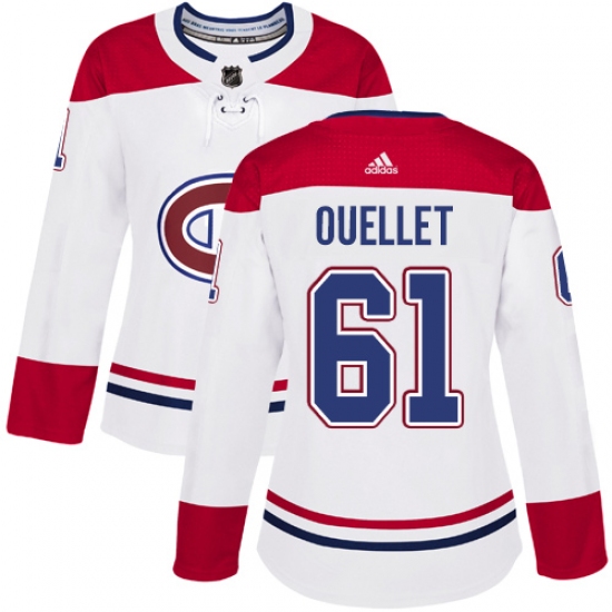 Women's Adidas Montreal Canadiens #61 Xavier Ouellet Authentic White Away NHL Jersey - Ujersey