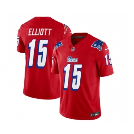 Men's Nike New England Patriots #15 Ezekiel Elliott Red 2023 F.U.S.E. Vapor Limited Football Stitched Jersey - Ujersey