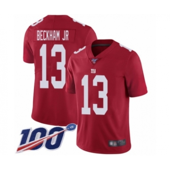 Men's New York Giants #13 Odell Beckham Jr Red Limited Red Inverted Legend 100th Season Football Jersey - Ujersey