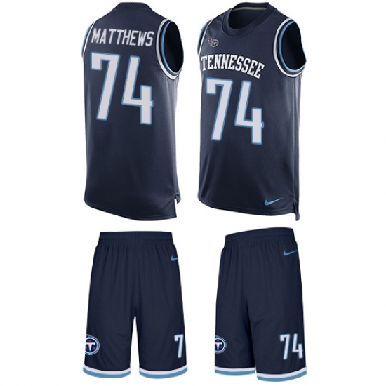 Men's Nike Tennessee Titans #74 Bruce Matthews Limited Navy Blue Tank Top Suit NFL Jersey - Ujersey