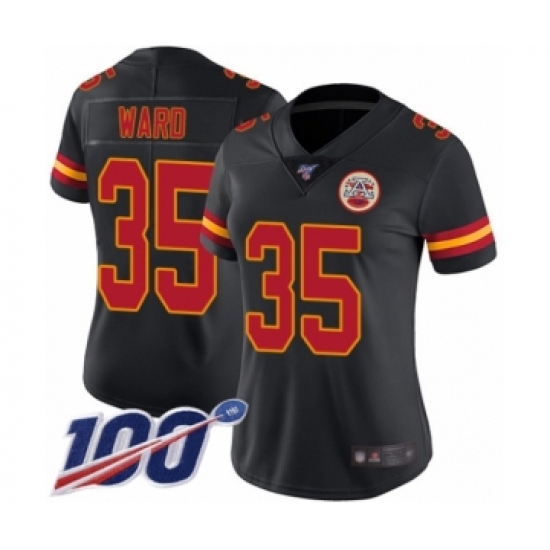 Women's Kansas City Chiefs #35 Charvarius Ward Limited Black Rush Vapor Untouchable 100th Season Football Jersey - Ujersey