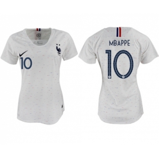 Women's France #10 Mbappe Away Soccer Country Jersey