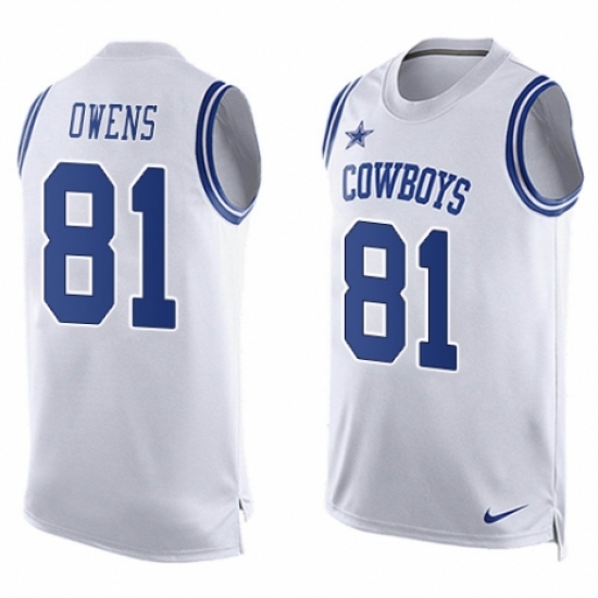 Men's Nike Dallas Cowboys #81 Terrell Owens Limited White Player Name & Number Tank Top NFL Jersey - Ujersey